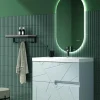 Mueble Suspendido 2 Cajones Frente Fresado Liso De MDF 22 Mm Acabado Gris Ral 7035 + Lavabo Cerámico Grosor 1,7 Cm Blanco Brillo – Gurla – DP Baños