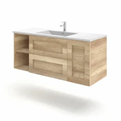 Mueble Suspendido 2 Cajones + Puerta + Estantes Derecha O Izquierda + Encimera Ceramica Center, Compacto, Alta Calidad – Lineal – Urban – Aja