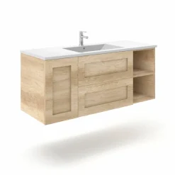 Mueble Suspendido 2 Cajones + Puerta + Estantes Derecha O Izquierda + Encimera Ceramica Center, Compacto, Alta Calidad – Lineal – Urban – Aja