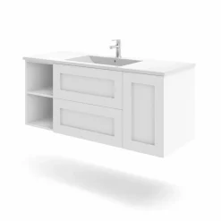 Mueble Suspendido 2 Cajones + Puerta + Estantes Derecha O Izquierda + Encimera Ceramica Center, Compacto, Alta Calidad – Lineal – Urban – Aja