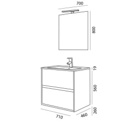 Mueble Suspendido 2 Cajones Con Lavabo De Porcelana Blanco Brillo – Noja – Salgar