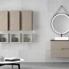 Mueble Suspendido 2 Cajones Frente Fresado Liso De MDF 22 Mm Acabado Moka + Lavabo Cerámico Grosor 1,7 Cm Blanco Brillo – Gurla – DP Baños