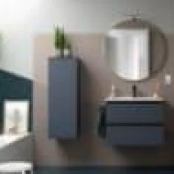Mueble Suspendido 2 Cajones 70 Cm Con Tirador En Cromo Y Lavabo Porcelana – Spirit – Salgar