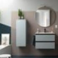 Mueble Suspendido 2 Cajones 70 Cm Con Tirador En Cromo Y Lavabo Porcelana – Spirit – Salgar