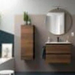 Mueble Suspendido 2 Cajones 70 Cm Con Tirador En Cromo Y Lavabo Porcelana – Spirit – Salgar