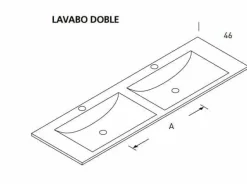 Mueble Suspendido 2 Cajones Compacto + Encimera Ceramica Center Dos Senos, Alta Calidad – Lineal – Urban – Aja
