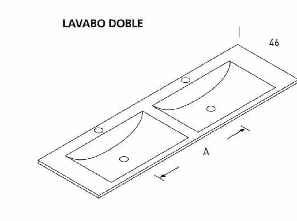 Mueble Suspendido 2 Cajones Compacto + Encimera Ceramica Center Dos Senos, Alta Calidad – Lineal – Urban – Aja