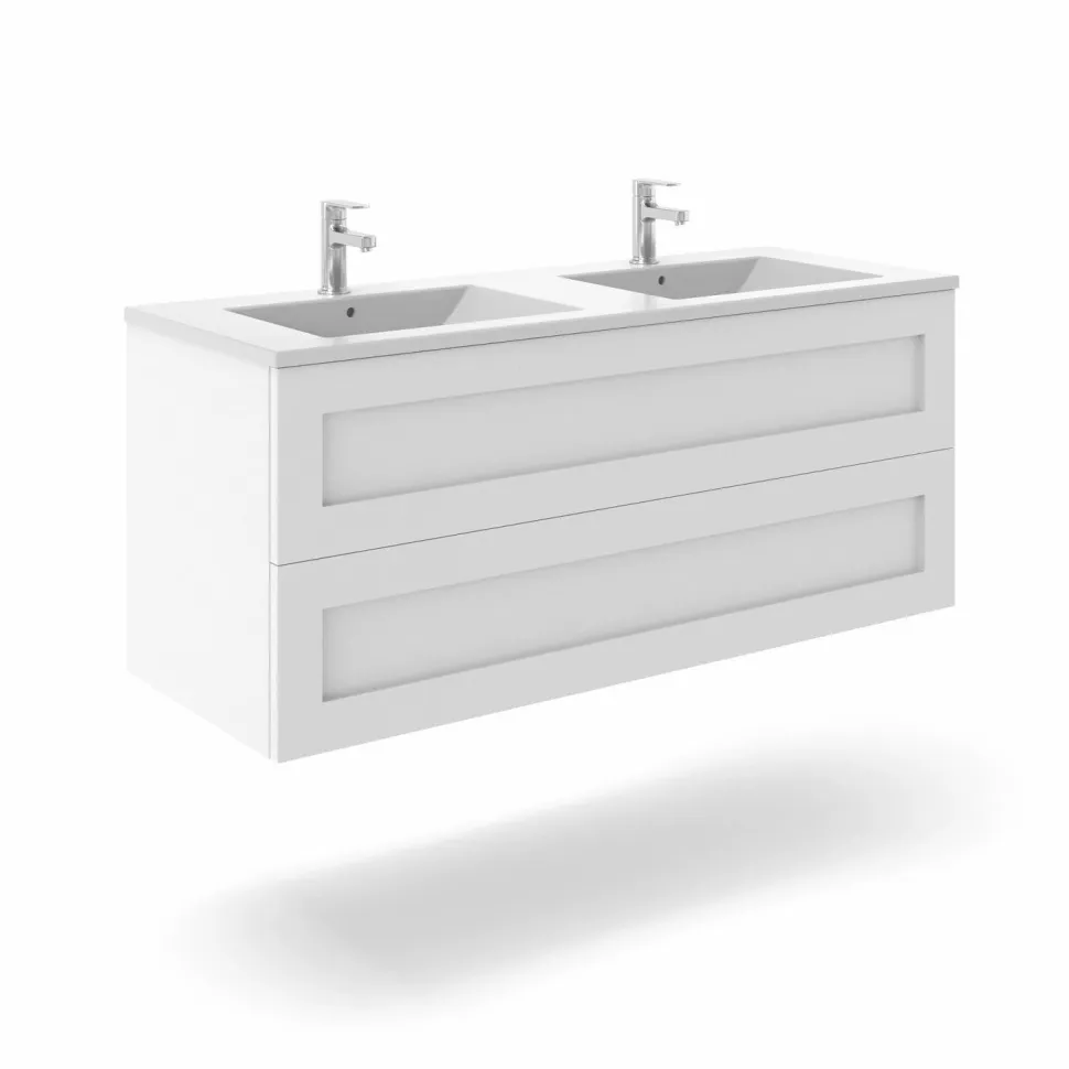 Mueble Suspendido 2 Cajones Compacto + Encimera Ceramica Center Dos Senos, Alta Calidad – Lineal – Urban – Aja