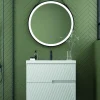 Mueble Suspendido 2 Cajones Frente Fresado Liso De MDF 22 Mm Acabado Blanco + Lavabo Cerámico Grosor 1,7 Cm Blanco Brillo – Saser – DP Baños