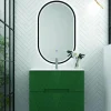 Mueble Suspendido 2 Cajones Frente Fresado De MDF 22 Mm Acabado Oliva + Lavabo Cerámico Grosor 1,7 Cm Blanco Brillo – Istor- DP Baños