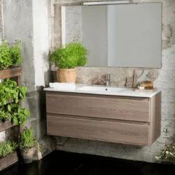 Mueble Suspendido Con Dos Cajones + Encimera SolidCoat Surface Diva – Serie Life – Baños10