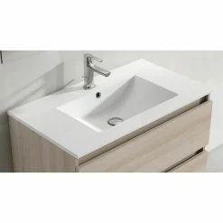 Mueble Suspendido De 2 Cajones Y 1 Puerta + Lavabo Ceramico Flat – Box – Visobath