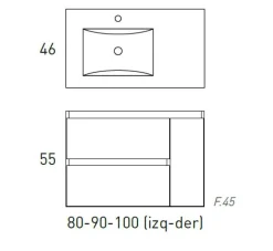 Mueble Suspendido De 2 Cajones Y 1 Puerta + Lavabo Ceramico Flat – Box – Visobath