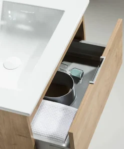 Mueble Suspendido Dos Cajones Y Lavabo Cerámico Roble Nudos – Julieta – Muebles Jumar