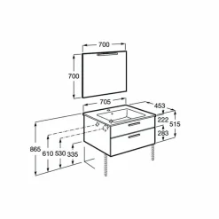 PACK – Conjunto De Mueble Base Con Dos Cajones, Lavabo De Sobremueble, Espejo Y Aplique LED – Victoria – Roca
