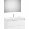 PACK – Conjunto De Mueble Base De Dos Cajones, Lavabo Y Espejo Eidos Con Luz LED Integrada En La Parte Superior – Ona – Roca