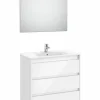 PACK – Conjunto De Mueble De Tres Cajones Con Lavabo Y Espejo Victoria Con Aplique LED Starlight. Incluye Patas – Tenet – Roca