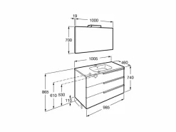 Pack Mueble 3 Cajones + Lavabo + Espejo Y Aplique LED – Victoria-N – Roca – Victoria