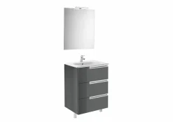 Pack Mueble 3 Cajones + Lavabo + Espejo Y Aplique LED – Victoria-N – Roca – Victoria