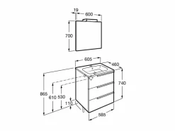 Pack Mueble 3 Cajones + Lavabo + Espejo Y Aplique LED – Victoria-N – Roca – Victoria