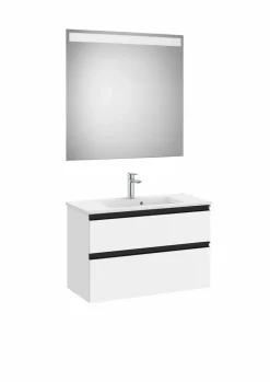 Pack (mueble Base Compacto Con Fondo De 38 Cm De Dos Cajones, Lavabo Y Espejo LED) – THE GAP – Roca