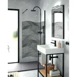 Panel Fijo Con Perfileria Negra Y Vidrio De 8 Mm Decorado Moire – Serie Heaven Black – Salgar