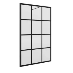 Panel Fijo Con Perfileria Negra Y Vidrio De 8 Mm Decorado Moire – Serie Heaven Black – Salgar