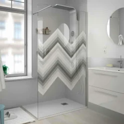 Panel Fijo Con Perfileria Cromo Brillo Y Vidrio De 8 Mm Decorado A Elegir – Heaven – Salgar