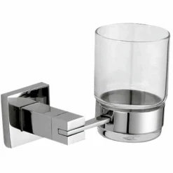 Portacepillos Vaso Con Soporte A Pared Brillo 115x98x95 Serie BARCELONA – 16913.B – Nofer