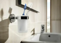 Portavaso Y Vaso De Pared (Posibilidad De Instalación Mediante Tornillería O Adhesivo) – Twin – Roca – A816705001
