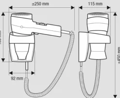 Secador De Pelo Con Soporte A Pared Y Botón De Seguridad Blanco-Cromo Modelo ACTION SUPER PLUS 1 – Ghessu Bath