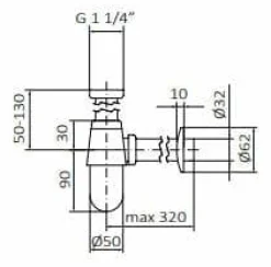 Sifón Estándar Para Lavabo 1″ 1/4 Estilo Hidro Colección VALVULERÍA 00030001 – GRB Mixers