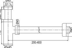 Sifón Telescópico De Lavabo Cuadrado, 1Ó1/4 Latón Cromado – 40S010125 – AQG
