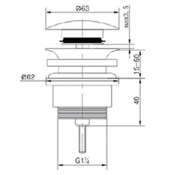 Válvula Clic Clac Negra Universal Tapón Grande – Oxen – 175154